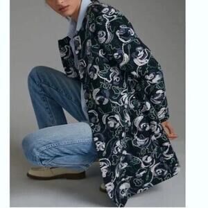 New $228 Anthropologie Floral Tapestry Embroidered Coat Hutch $260 Small Blue